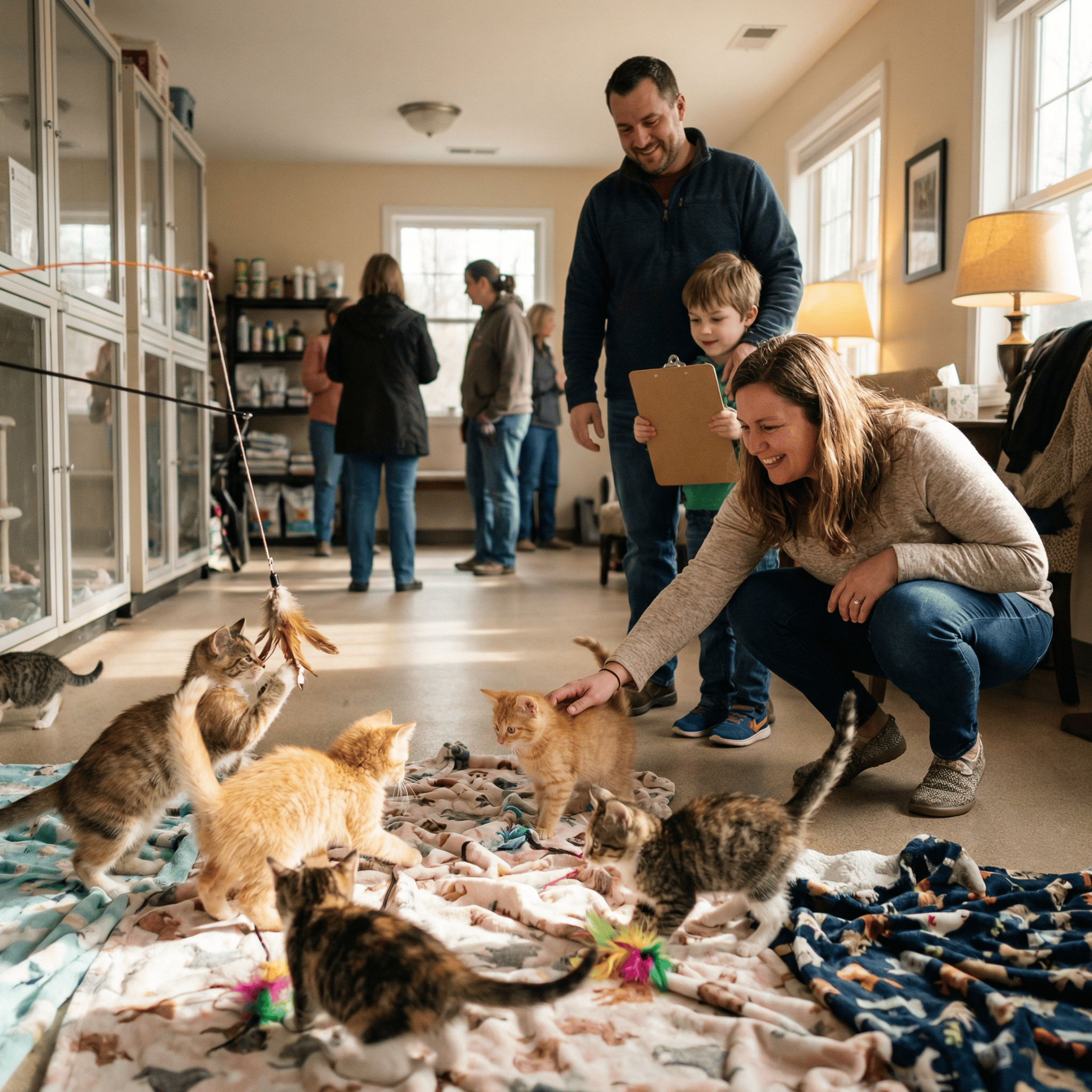 Rescued pets at an animal shelter